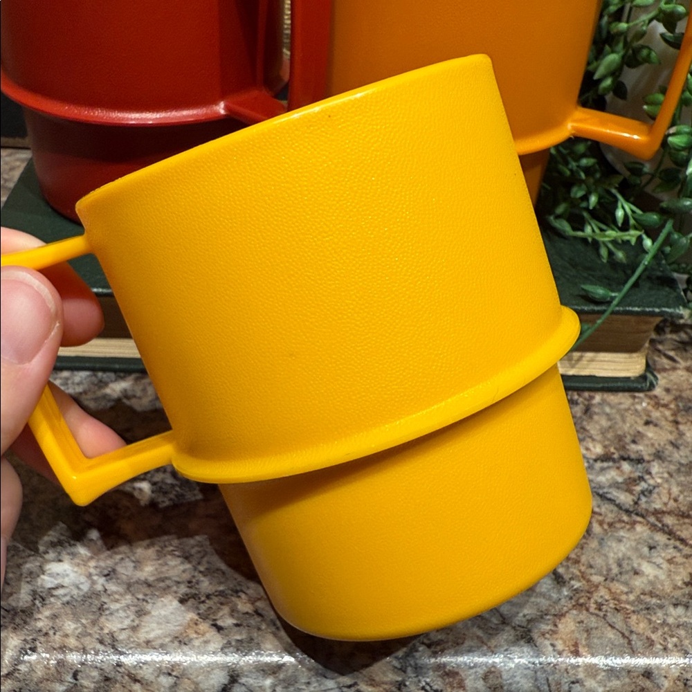 Tupperware Stackable Mugs Set - Red, Orange, Yellow - Picture 2 of 7